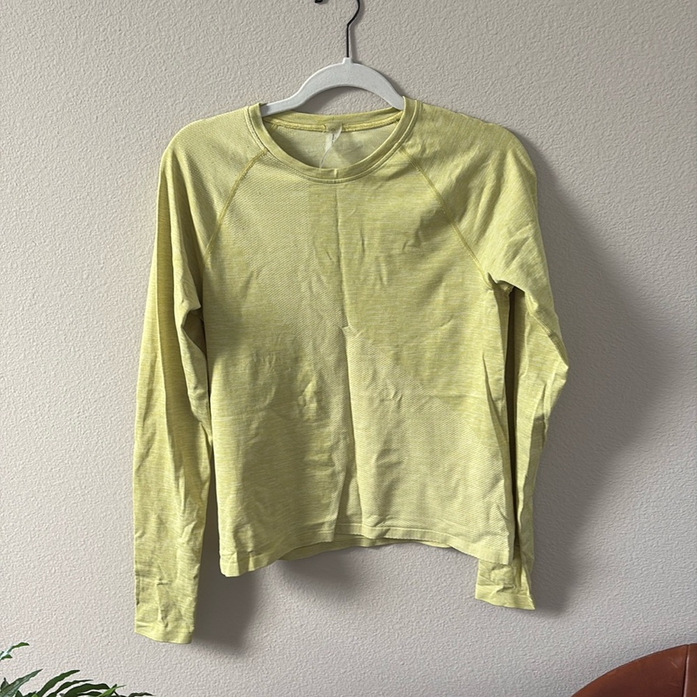 Outdoor Voices running shirt in chartreuse